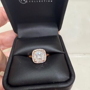 Moissanite and Diamond Engagement Ring in 14k Rose Gold